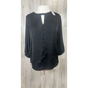 Chico’s Size 1 Black Layered Tunic‎ 3/4 Sleeve New with Tags